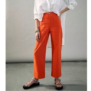Maeve Orange Wide-Leg Pants